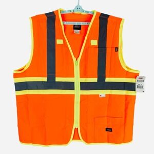 Genuine Dickies Men's High Visibility Reflective Orange Yellow Vest Size 2XL NWT